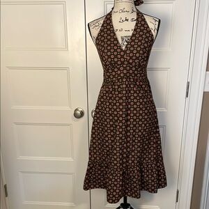 Merona Brown and Pink Halter Midi Sundress Size XS